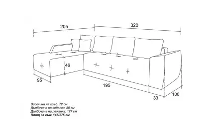 Ъглов диван Лагуна Victoria 13 десен