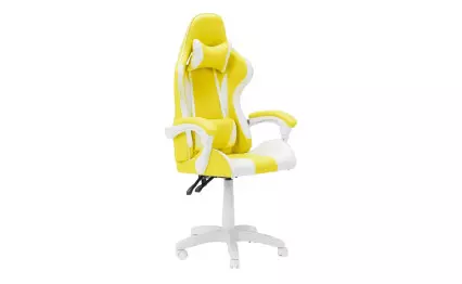 Геймърски стол Carmen 6311 бял/жълт