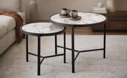 Холна маса Fatima бял мрамор/черен