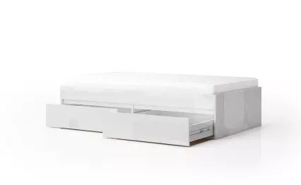 Легло Лео 120 с чекмеджета бял гланц