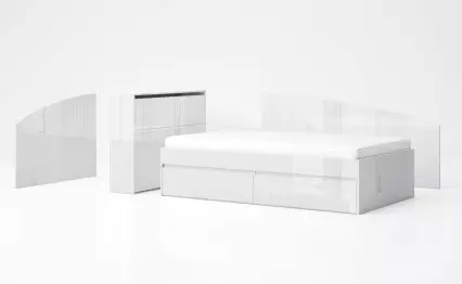 Легло Лео 120 с чекмеджета бял гланц
