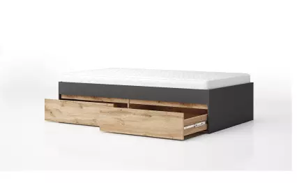 Легло Лео 120 с чекмеджета дъб вотан/антрацит