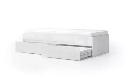 Легло Лео 90 с чекмеджета бял гланц