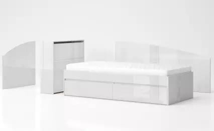 Легло Лео 90 с чекмеджета бял гланц