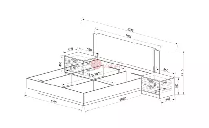 Легло Сити 7089 с нощни шкафчета