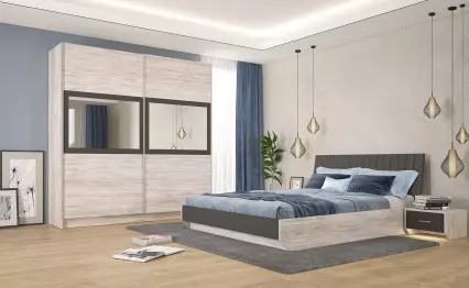 Спален комплект Модена дъб бланко/графит